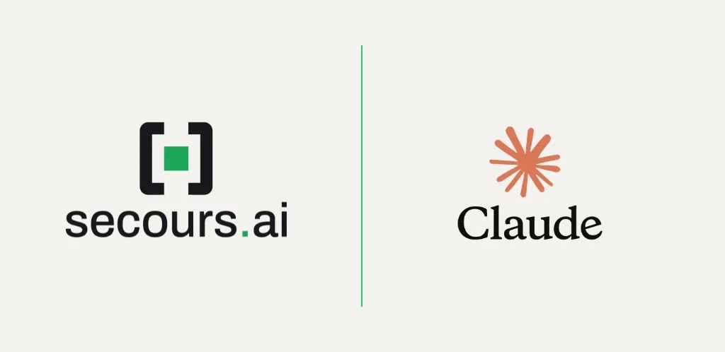 The secours.ai and Claude logos set side by side, separated by a vertical rule.