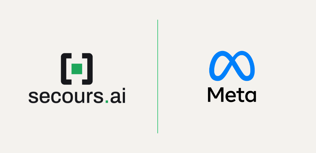 The secours.ai and Meta logos set side by side, separated by a vertical rule.